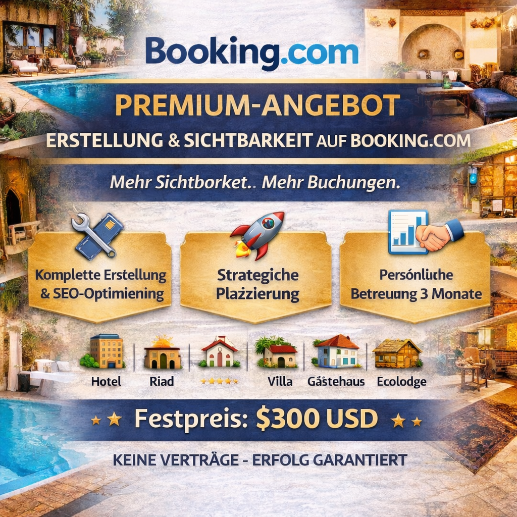Premium-Angebot – Booking.com Einrichtung & Sichtbarkeit