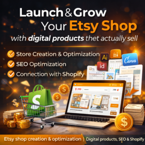 We create and optimize your Etsy store with SEO-focused digital products. Increase visibility, boost sales, and connect seamlessly with Shopify.