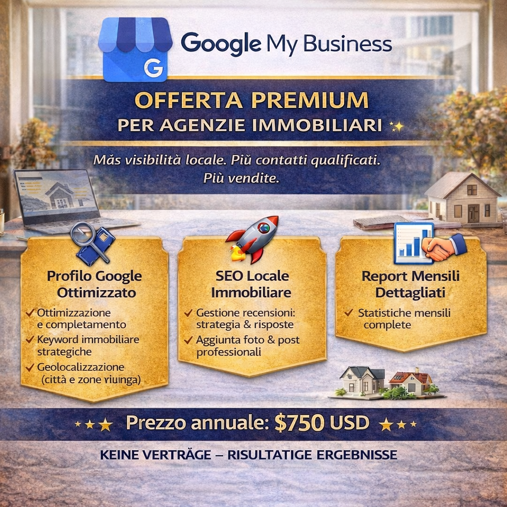 OFFERTA PREMIUM GOOGLE MY BUSINESS PER AGENZIE IMMOBILIARI