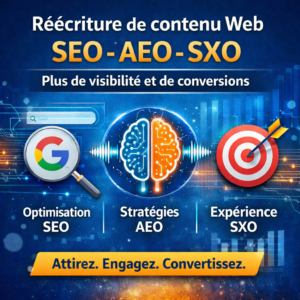 Réécriture de contenu web SEO, AEO et SXO pour plus de visibilité et de conversions