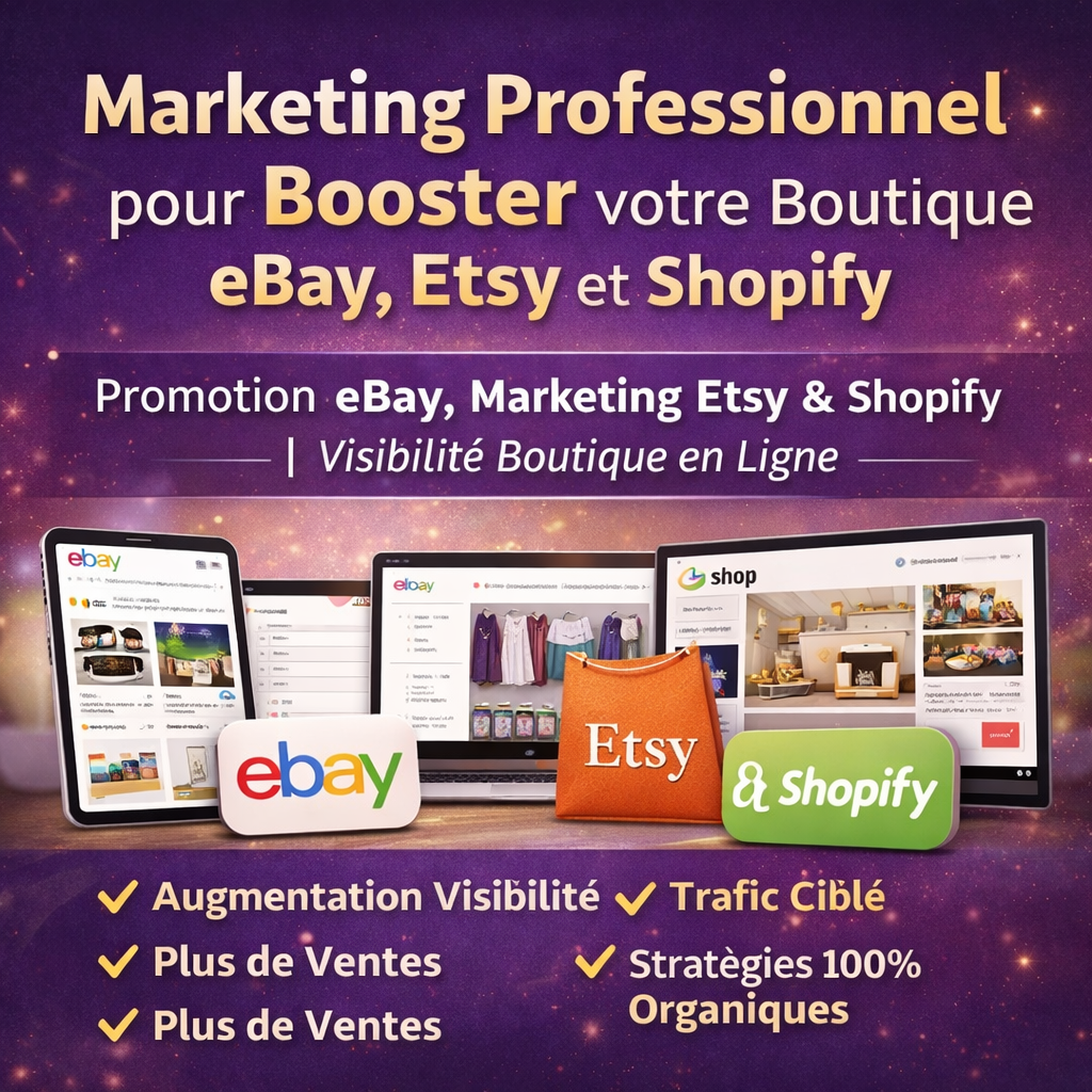 Marketing Professionnel pour Booster votre Boutique eBay, Etsy et Shopify