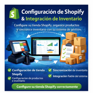 Configuración profesional de Shopify e integración de inventario para tu tienda online
