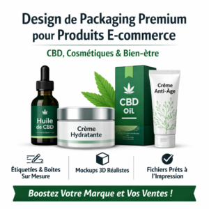 Design de Packaging Premium pour Produits E-commerce (CBD, Cosmétiques & Bien-être)
